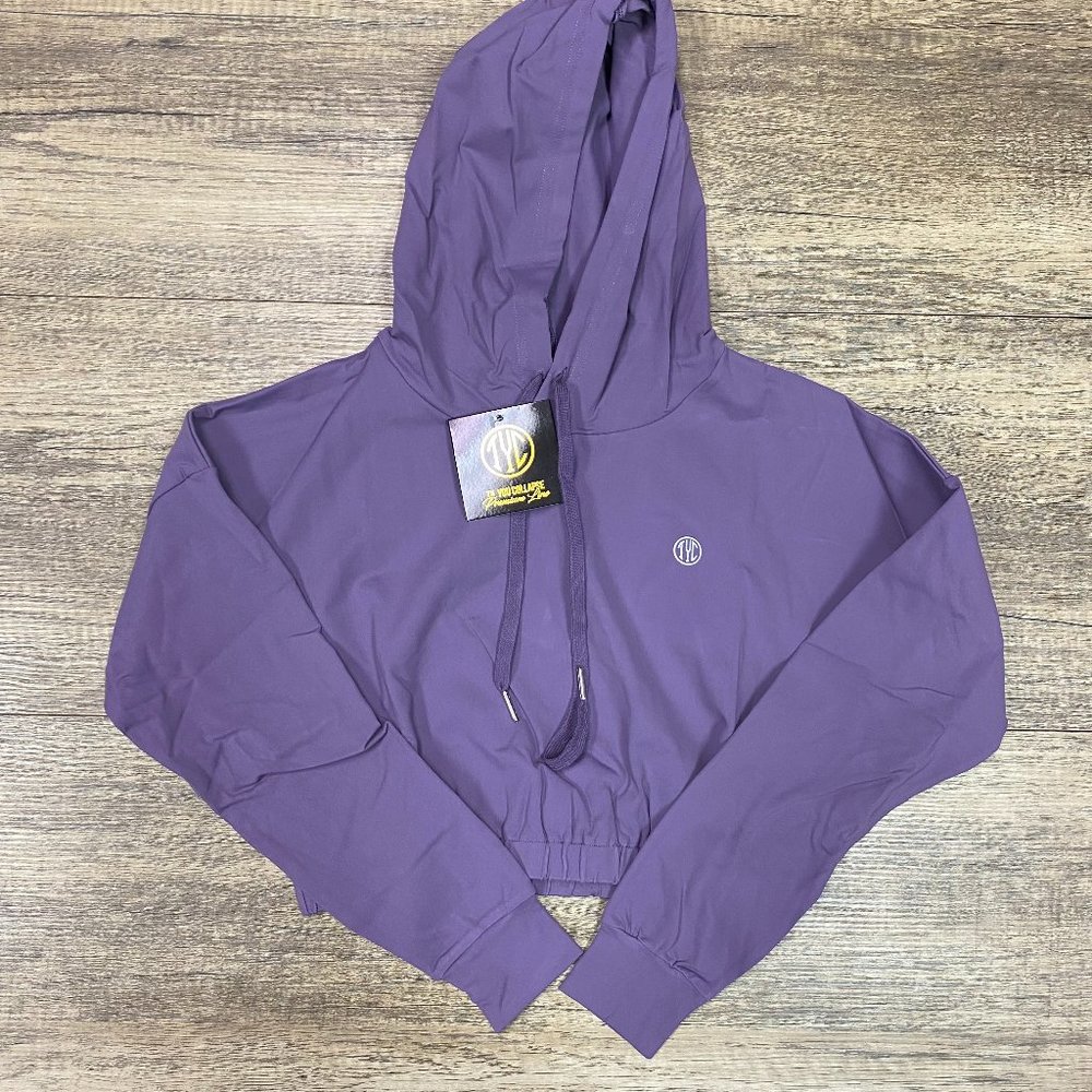 Scrunch Cropped Hoodie- Purple